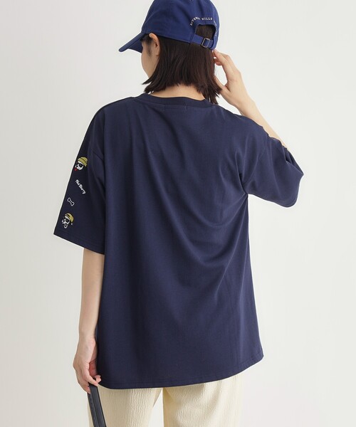 Right-on(ライトオン)の「ドッグ刺繍ビッグTシャツ(Tシャツ/カットソー・レディース・ネイビー/アイボリー・05/04/03)」の10枚目の写真