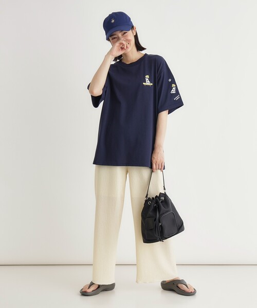 Right-on(ライトオン)の「ドッグ刺繍ビッグTシャツ(Tシャツ/カットソー・レディース・ネイビー/アイボリー・05/04/03)」の11枚目の写真