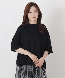 【ひんやり】接触冷感 ハイネック半袖鹿の子プルオーバー