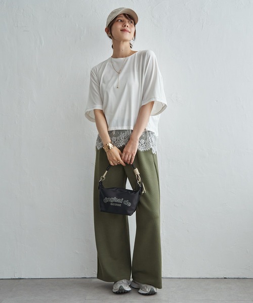 ikka(イッカ)の「裾レース切り替えドルマンプルオーバー(Tシャツ/カットソー・レディース・ブラック/オフホワイト/オリーブ・L/M)」の10枚目の写真