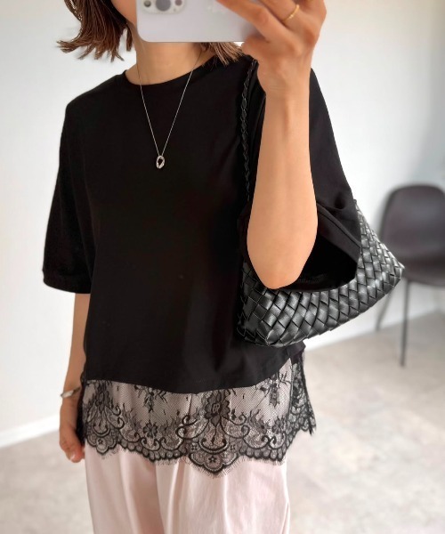 ikka(イッカ)の「裾レース切り替えドルマンプルオーバー(Tシャツ/カットソー・レディース・ブラック/オフホワイト/オリーブ・L/M)」の18枚目の写真