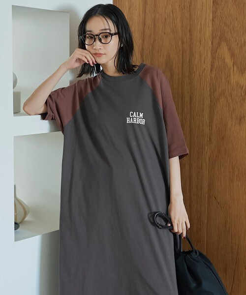 coen(コーエン)の「【汗染み軽減】アソートナンバリングロゴプリント ラグランTシャツワンピース(ワンピース・レディース・ダークグレー/ベージュ・FREE)」の15枚目の写真