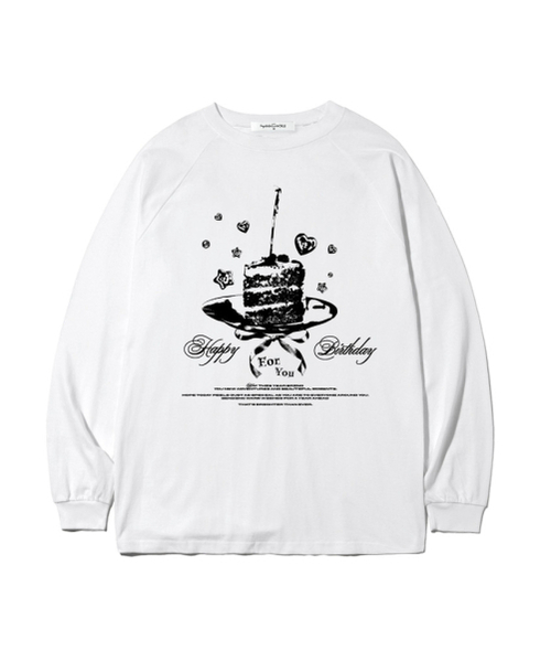 THEMORFHOUSE（ザモーフハウス）の「ケーキフォーユープリントオーバーサイズロングスリーブ[4カラー]（Tシャツ/カットソー・レディース・ホワイト/ブラック/ブラウン/ネイビー・MEDIUM/LARGE）」の5枚目の写真