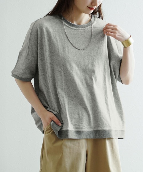 e-zakkamania stores(イーザッカマニアストアーズ)の「微配色リブ ワイドプルオーバー(Tシャツ/カットソー・レディース・ブラック/グレイッシュブルー/杢グレー/アイボリー・M)」の3枚目の写真
