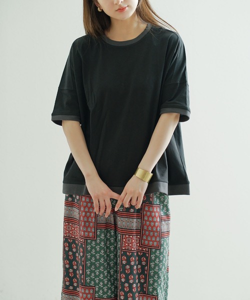 e-zakkamania stores(イーザッカマニアストアーズ)の「微配色リブ ワイドプルオーバー(Tシャツ/カットソー・レディース・ブラック/グレイッシュブルー/杢グレー/アイボリー・M)」の18枚目の写真