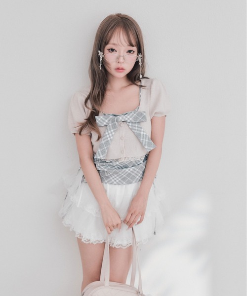OLIVE des OLIVE(オリーブデオリーブ)の「Ribbonキャミ×カーデセット(ワンピース・レディース・ブラック/ベージュ/ピンク・FREE)」の13枚目の写真
