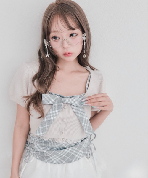OLIVE des OLIVE(オリーブデオリーブ)の「Ribbonキャミ×カーデセット(ワンピース・レディース・ブラック/ベージュ/ピンク・FREE)」の14枚目の写真