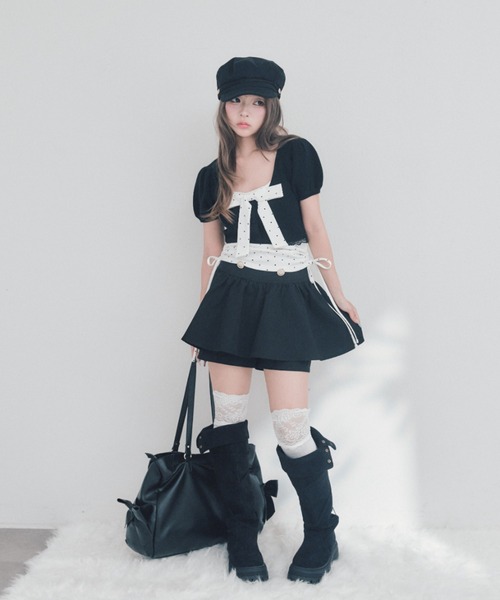 OLIVE des OLIVE(オリーブデオリーブ)の「Ribbonキャミ×カーデセット(ワンピース・レディース・ブラック/ベージュ/ピンク・FREE)」の20枚目の写真
