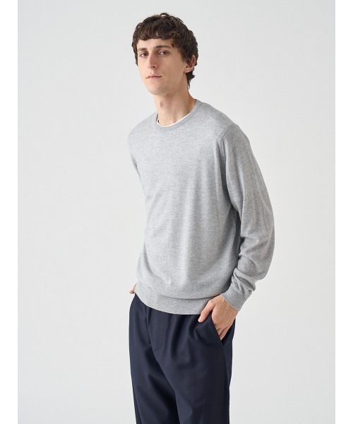 JOHN SMEDLEY(ジョンスメドレー)の「クルーネック長袖ニットプルオーバー(ニット/セーター・メンズ・グレー系その他4・L/M/S)」の3枚目の写真