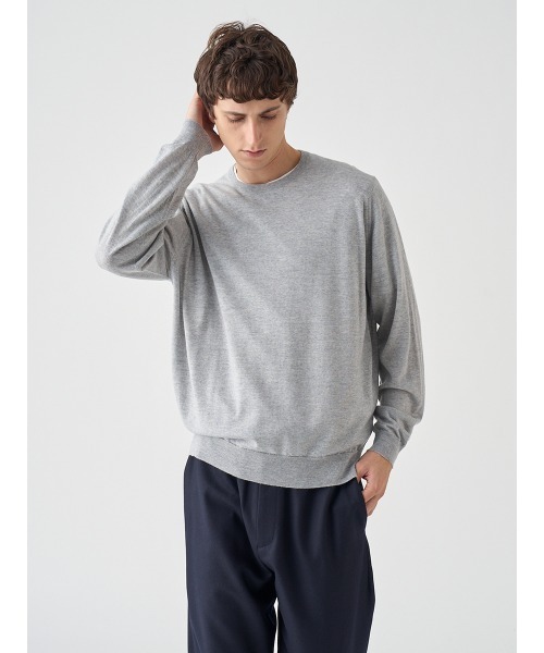 JOHN SMEDLEY(ジョンスメドレー)の「クルーネック長袖ニットプルオーバー(ニット/セーター・メンズ・グレー系その他4・L/M/S)」の5枚目の写真