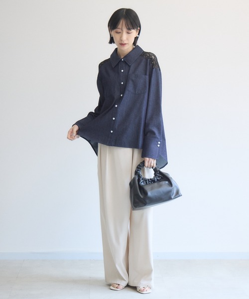 Paradise Picnic(パラダイスピクニック)の「ヨークレース切替デニムシャツ(シャツ/ブラウス・レディース・ブラック/ネイビー・FREE)」の17枚目の写真