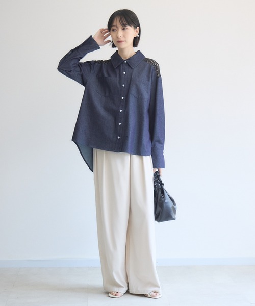 Paradise Picnic(パラダイスピクニック)の「ヨークレース切替デニムシャツ(シャツ/ブラウス・レディース・ブラック/ネイビー・FREE)」の18枚目の写真