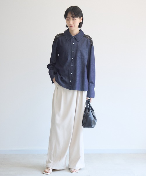 Paradise Picnic(パラダイスピクニック)の「ヨークレース切替デニムシャツ(シャツ/ブラウス・レディース・ブラック/ネイビー・FREE)」の19枚目の写真
