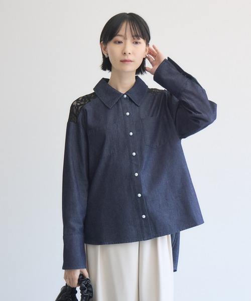 Paradise Picnic(パラダイスピクニック)の「ヨークレース切替デニムシャツ(シャツ/ブラウス・レディース・ブラック/ネイビー・FREE)」の22枚目の写真