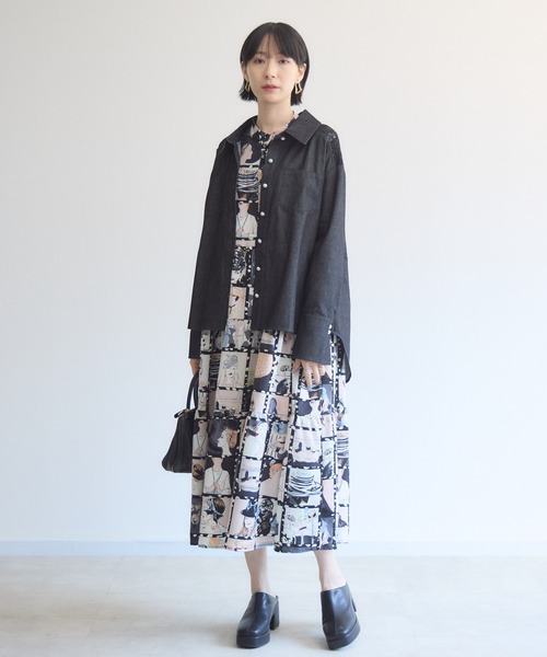 Paradise Picnic(パラダイスピクニック)の「ヨークレース切替デニムシャツ(シャツ/ブラウス・レディース・ブラック/ネイビー・FREE)」の10枚目の写真