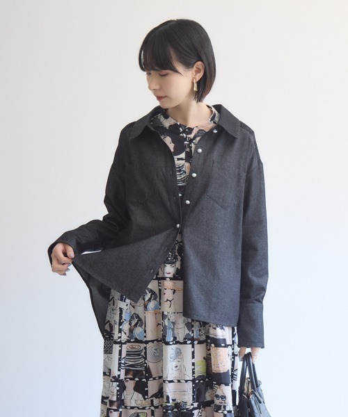 Paradise Picnic(パラダイスピクニック)の「ヨークレース切替デニムシャツ(シャツ/ブラウス・レディース・ブラック/ネイビー・FREE)」の16枚目の写真