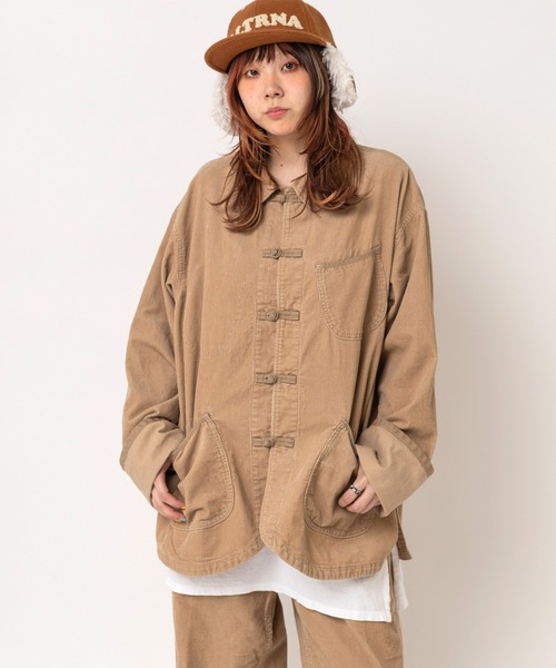 RNA(アールエヌエー)の「J2209 ウォッシュドコードチャイナジャケット(ノーカラージャケット・レディース・ベージュ・MEDIUM)」の2枚目の写真