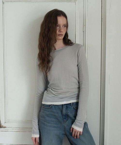 WAARFORWOMAN(ワール・フォー・ウーマン)の「WT-96 マイルドカシミヤTシャツ_グレー(Tシャツ/カットソー・レディース・その他・FREE)」の4枚目の写真