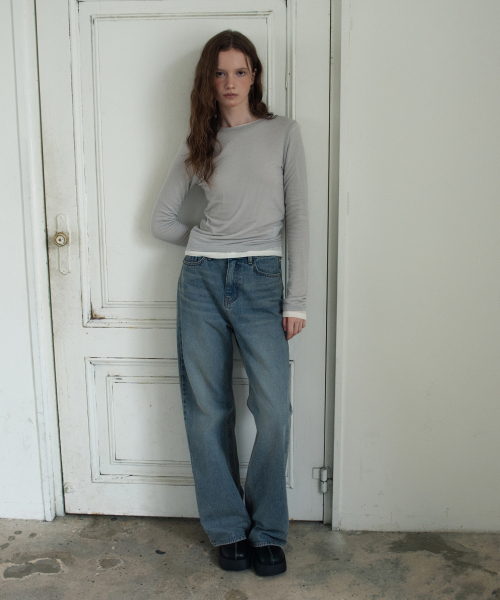 WAARFORWOMAN(ワール・フォー・ウーマン)の「WT-96 マイルドカシミヤTシャツ_グレー(Tシャツ/カットソー・レディース・その他・FREE)」の2枚目の写真
