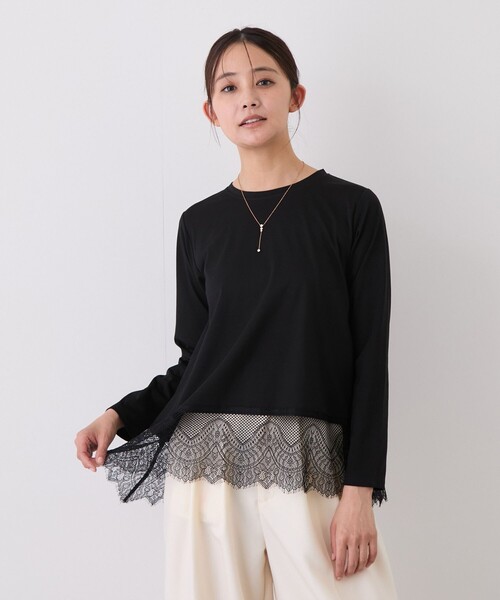 Jayro(ジャイロ)の「裾レース長袖プルオーバー(Tシャツ/カットソー・レディース・チャコールグレー/ブラック・M)」の3枚目の写真