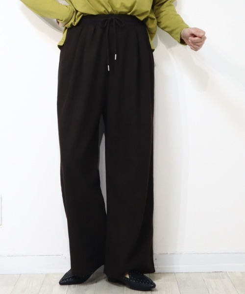 DISKEEN SURE(ディスキーンシュアー)の「フロントタックで体型カバーはお任せ!ニットコーデュロイワイドパンツ(その他パンツ・レディース・チャコール/オフホワイト/ブラウン/ブラック・FREE)」の1枚目の写真