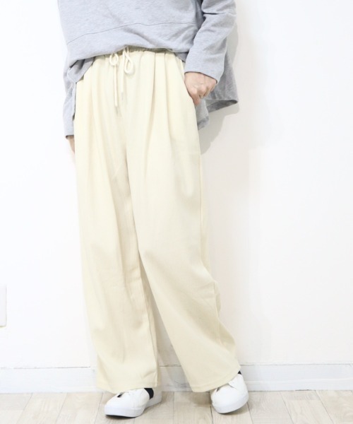 DISKEEN SURE(ディスキーンシュアー)の「フロントタックで体型カバーはお任せ!ニットコーデュロイワイドパンツ(その他パンツ・レディース・チャコール/オフホワイト/ブラウン/ブラック・FREE)」の6枚目の写真