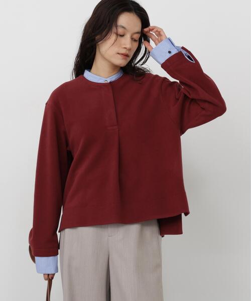 human woman(ヒューマンウーマン)の「◆ミルドジャージーシャツドッキングプルオーバー(Tシャツ/カットソー・レディース・ホワイト系その他/ブラック/ボルドー・MEDIUM)」の3枚目の写真