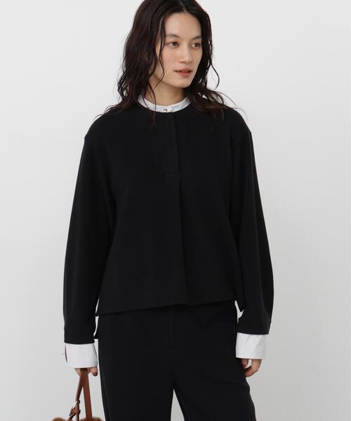 human woman(ヒューマンウーマン)の「◆ミルドジャージーシャツドッキングプルオーバー(Tシャツ/カットソー・レディース・ホワイト系その他/ブラック/ボルドー・MEDIUM)」の2枚目の写真