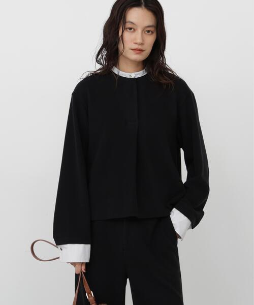 human woman(ヒューマンウーマン)の「◆ミルドジャージーシャツドッキングプルオーバー(Tシャツ/カットソー・レディース・ホワイト系その他/ブラック/ボルドー・MEDIUM)」の5枚目の写真