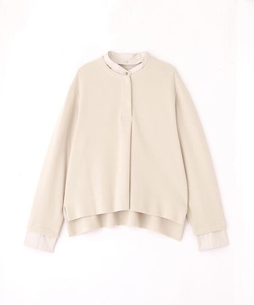 human woman(ヒューマンウーマン)の「◆ミルドジャージーシャツドッキングプルオーバー(Tシャツ/カットソー・レディース・ホワイト系その他/ブラック/ボルドー・MEDIUM)」の8枚目の写真