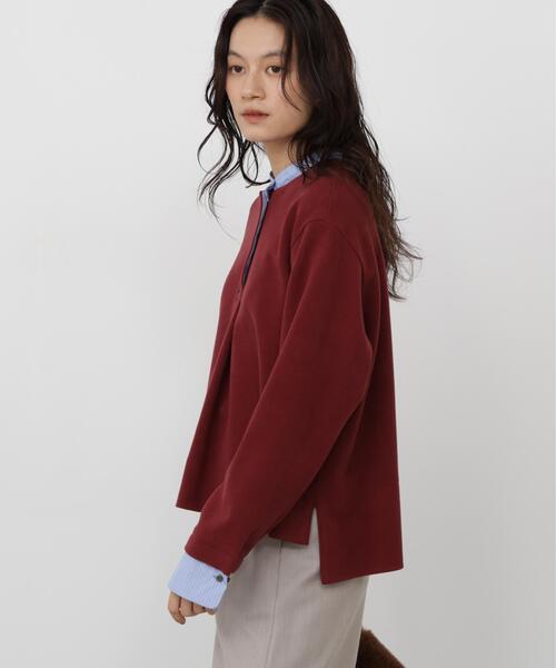 human woman(ヒューマンウーマン)の「◆ミルドジャージーシャツドッキングプルオーバー(Tシャツ/カットソー・レディース・ホワイト系その他/ブラック/ボルドー・MEDIUM)」の14枚目の写真