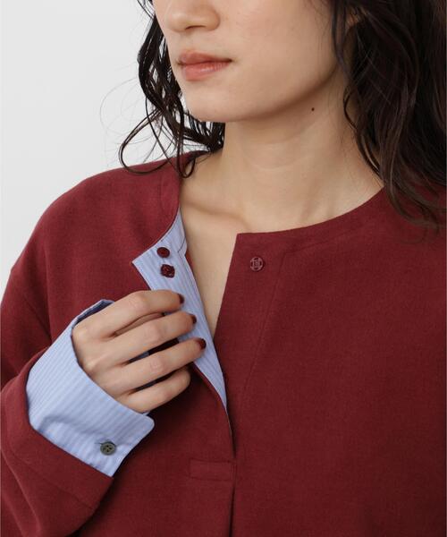 human woman(ヒューマンウーマン)の「◆ミルドジャージーシャツドッキングプルオーバー(Tシャツ/カットソー・レディース・ホワイト系その他/ブラック/ボルドー・MEDIUM)」の21枚目の写真