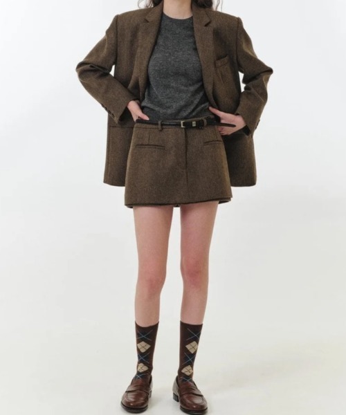 GRVRGROVE(グローブ)の「25FW BELLA JACKET(テーラードジャケット・レディース・ブラウン/グレー・フリー)」の4枚目の写真