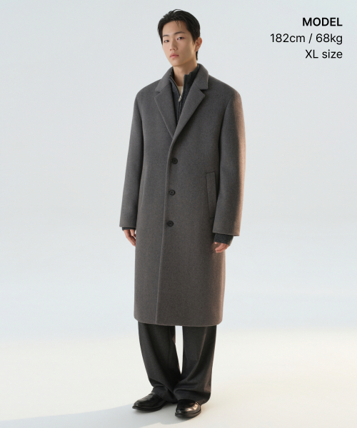 MUSINSA STANDARD（ムシンサスタンダード）の「カシミヤブレンドオーバーサイズシングルコート[ミディアムグレー]（チェスターコート・メンズ・その他・MEDIUM/LARGE/X-LARGE/2XL）」の8枚目の写真