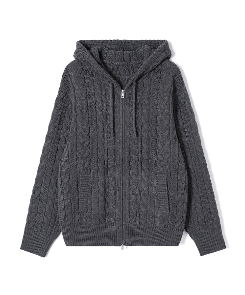 ADHOC(アドホック)の「メンズ ケーブル変形ニット ジップアップパーカー (CH-GREY) (HC9GD06)(パーカー・メンズ・その他・95/100/105)」の1枚目の写真