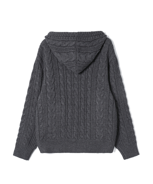 ADHOC(アドホック)の「メンズ ケーブル変形ニット ジップアップパーカー (CH-GREY) (HC9GD06)(パーカー・メンズ・その他・95/100/105)」の2枚目の写真