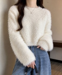 モヘアライククルーネックニット