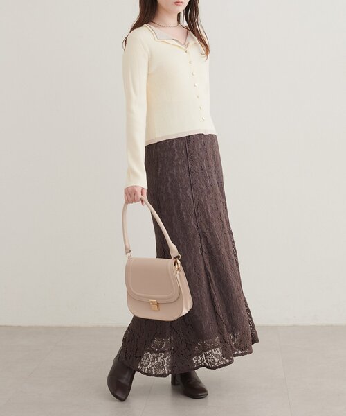 natural couture(ナチュラルクチュール)の「レイヤード配色リブTOPS(ニット/セーター・レディース・ピンクベージュ/ブラウン/アイボリー/ブラック・FREE)」の8枚目の写真