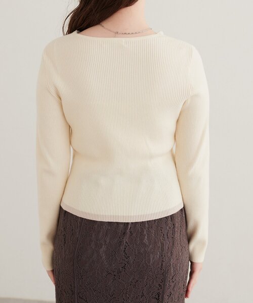 natural couture(ナチュラルクチュール)の「レイヤード配色リブTOPS(ニット/セーター・レディース・ピンクベージュ/ブラウン/アイボリー/ブラック・FREE)」の11枚目の写真