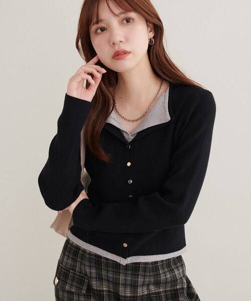 natural couture(ナチュラルクチュール)の「レイヤード配色リブTOPS(ニット/セーター・レディース・ピンクベージュ/ブラウン/アイボリー/ブラック・FREE)」の16枚目の写真