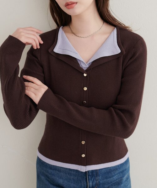 natural couture(ナチュラルクチュール)の「レイヤード配色リブTOPS(ニット/セーター・レディース・ピンクベージュ/ブラウン/アイボリー/ブラック・FREE)」の20枚目の写真
