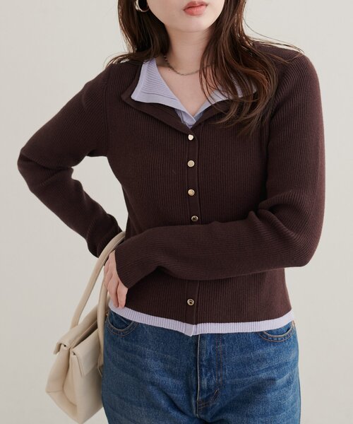 natural couture(ナチュラルクチュール)の「レイヤード配色リブTOPS(ニット/セーター・レディース・ピンクベージュ/ブラウン/アイボリー/ブラック・FREE)」の21枚目の写真
