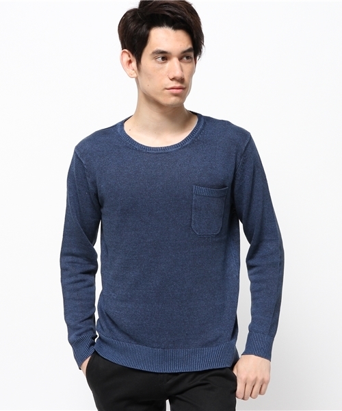 SHIPS JET BLUE(シップスジェットブルー)の「SHIPS JET BLUE(シップス ジェットブルー): フランダースリネン インディゴライク ポケットニット(ニット/セーター・メンズ・ライトブルー/ネイビー・SMALL/LARGE/MEDIUM)」の9枚目の写真