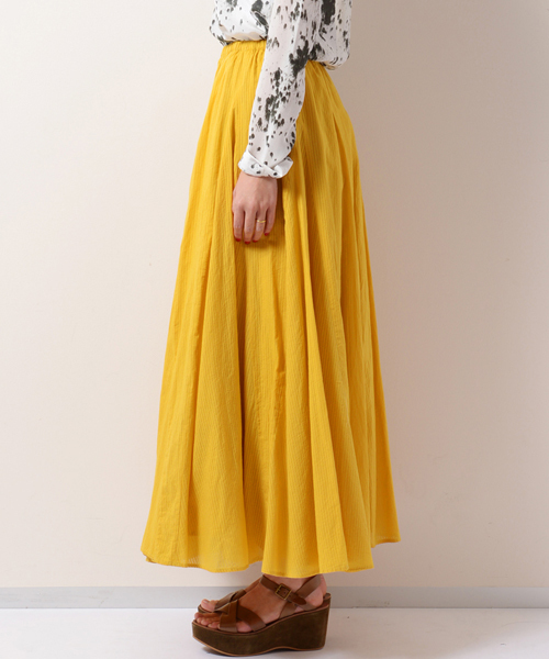 AMERICAN RAG CIE（アメリカンラグシー）の「AMERICAN RAG CIEドビーストライプマチスカート/710-NWD-N161-SK057（スカート・レディース・ネイビー/イエロー・FREE）」の7枚目の写真