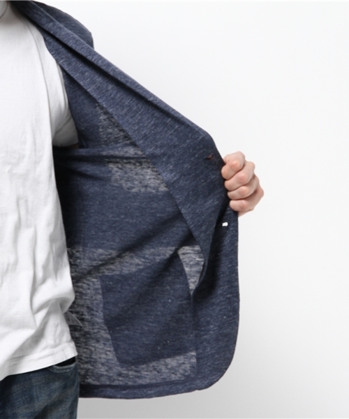 ikka（イッカ）の「フレンチリネンテーラードカーディガン                （カーディガン/ボレロ・メンズ・ネイビー/ベージュ・LARGE/MEDIUM/X-LARGE）」の8枚目の写真