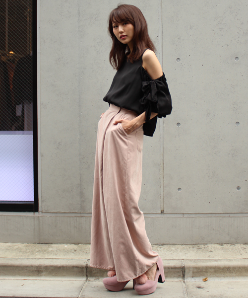 MICOAMERI（ミコアメリ）の「ラップワイドパンツ（その他パンツ・レディース・グレー/ピンク/ブラック・FREE）」の6枚目の写真