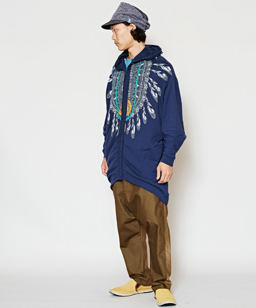 チャイハネ（チャイハネ）の「【チャイハネ】ネイティブ柄MEN'Sロングパーカー（パーカー・メンズ・ネイビー/ベージュ/グレー・FREE）」の18枚目の写真