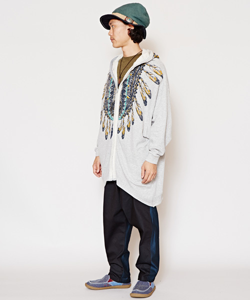 チャイハネ（チャイハネ）の「【チャイハネ】ネイティブ柄MEN'Sロングパーカー（パーカー・メンズ・ネイビー/ベージュ/グレー・FREE）」の20枚目の写真