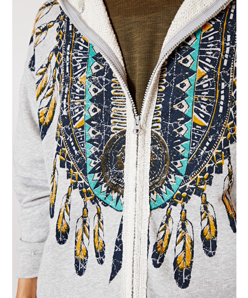 チャイハネ（チャイハネ）の「【チャイハネ】ネイティブ柄MEN'Sロングパーカー（パーカー・メンズ・ネイビー/ベージュ/グレー・FREE）」の9枚目の写真