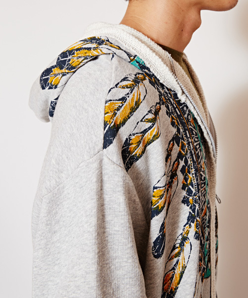 チャイハネ（チャイハネ）の「【チャイハネ】ネイティブ柄MEN'Sロングパーカー（パーカー・メンズ・ネイビー/ベージュ/グレー・FREE）」の10枚目の写真